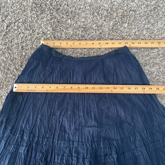 Lauren Ralph Lauren Tiered Midi Skirt Size 4 Navy Blue Flowy Boho Peasant Fairy - Picture 13 of 15